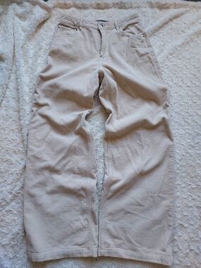Cali 1850 Beige Cream Thick Ribbed Wide Leg Cotton Corduroy Pants Sz 5